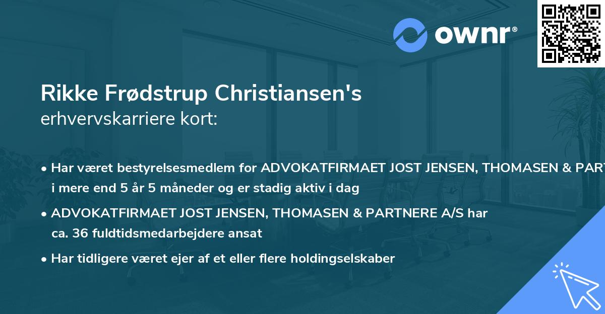 Rikke Frødstrup Christiansen's erhvervskarriere kort