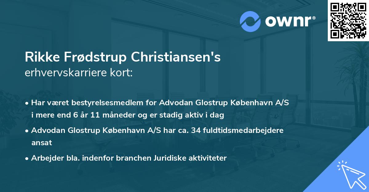 Rikke Frødstrup Christiansen's erhvervskarriere kort