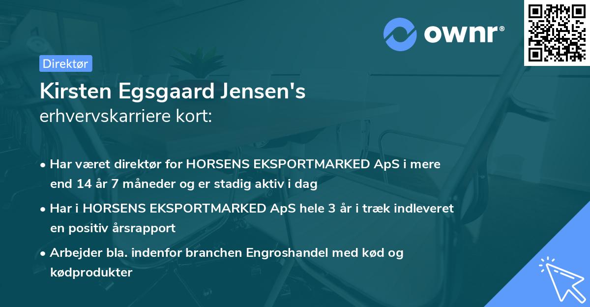 Kirsten Egsgaard Jensen's erhvervskarriere kort