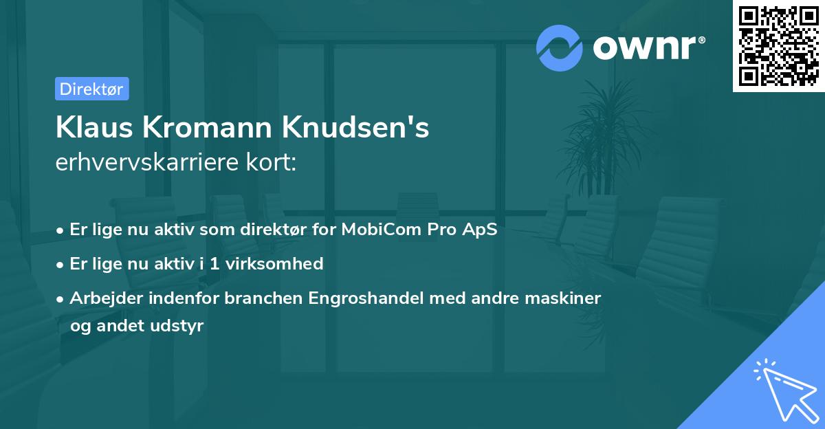Klaus Kromann Knudsen's erhvervskarriere kort