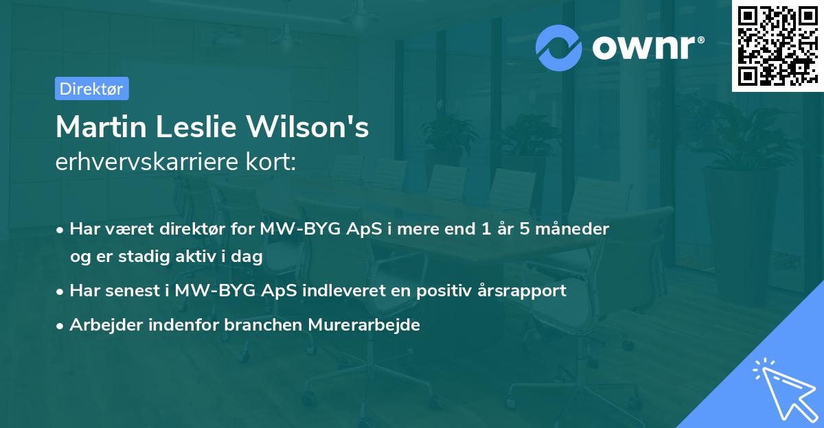Martin Leslie Wilson's erhvervskarriere kort