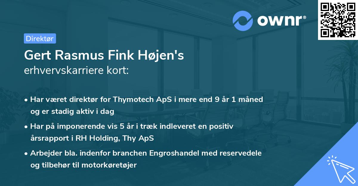 Gert Rasmus Fink Højen's erhvervskarriere kort