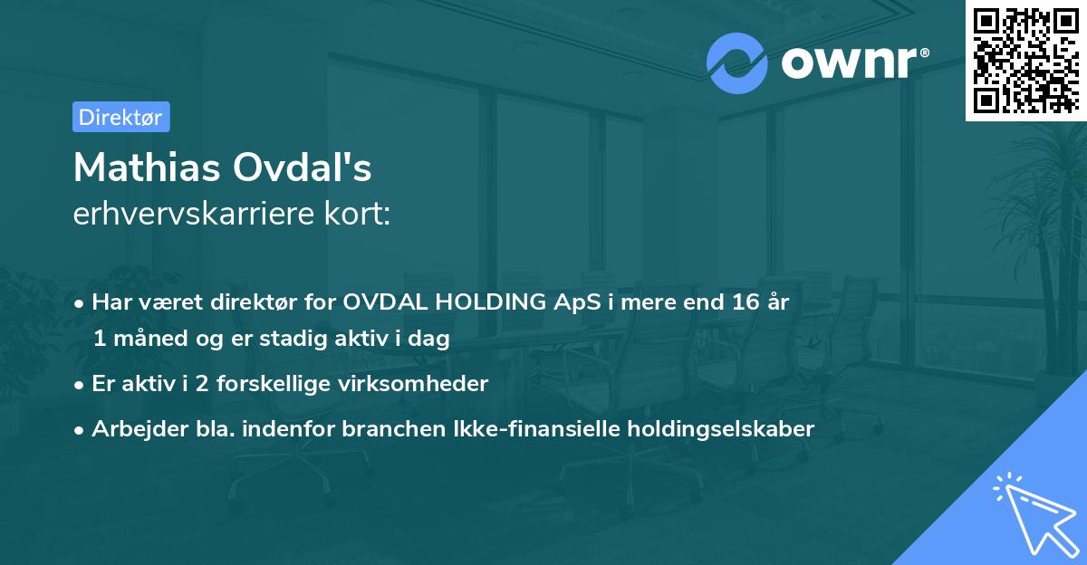 Mathias Ovdal's erhvervskarriere kort