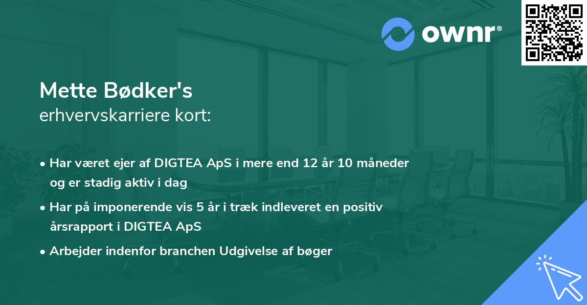 Mette Bødker's erhvervskarriere kort