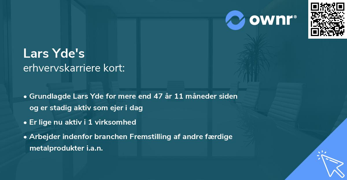 Lars Yde's erhvervskarriere kort