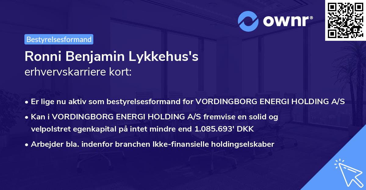 Ronni Benjamin Lykkehus's erhvervskarriere kort