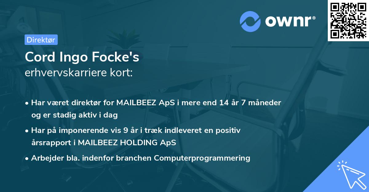 Cord Ingo Focke's erhvervskarriere kort