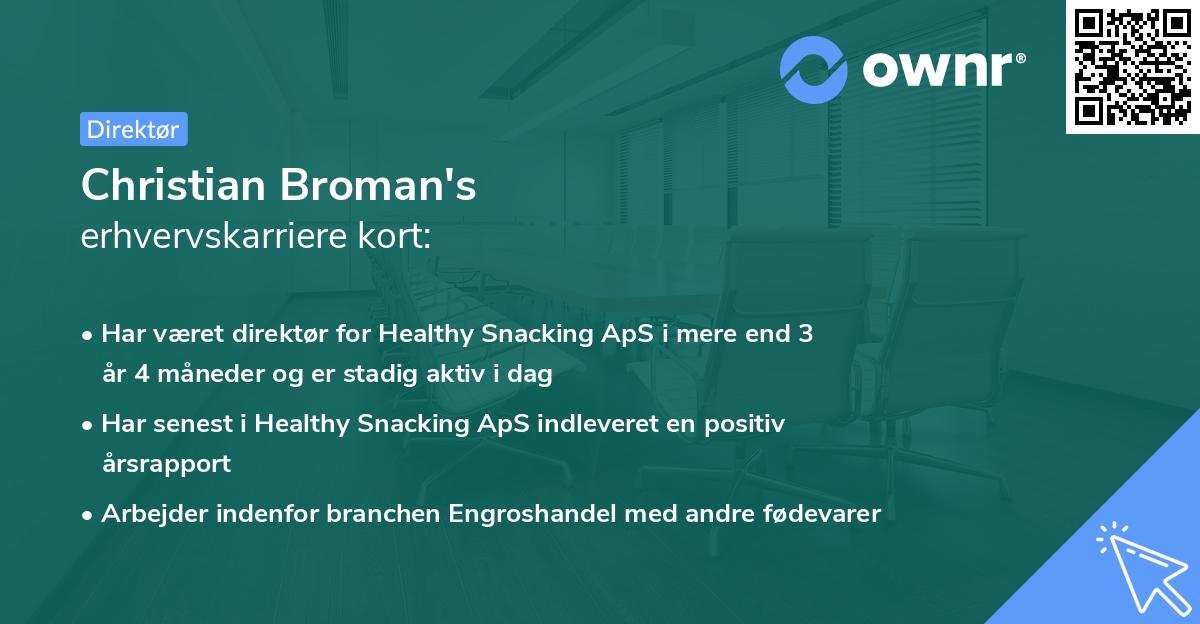 Christian Broman's erhvervskarriere kort