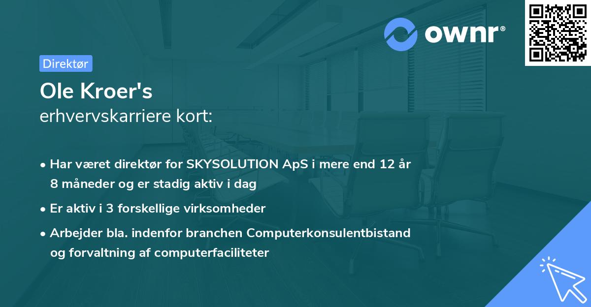 Ole Kroer's erhvervskarriere kort
