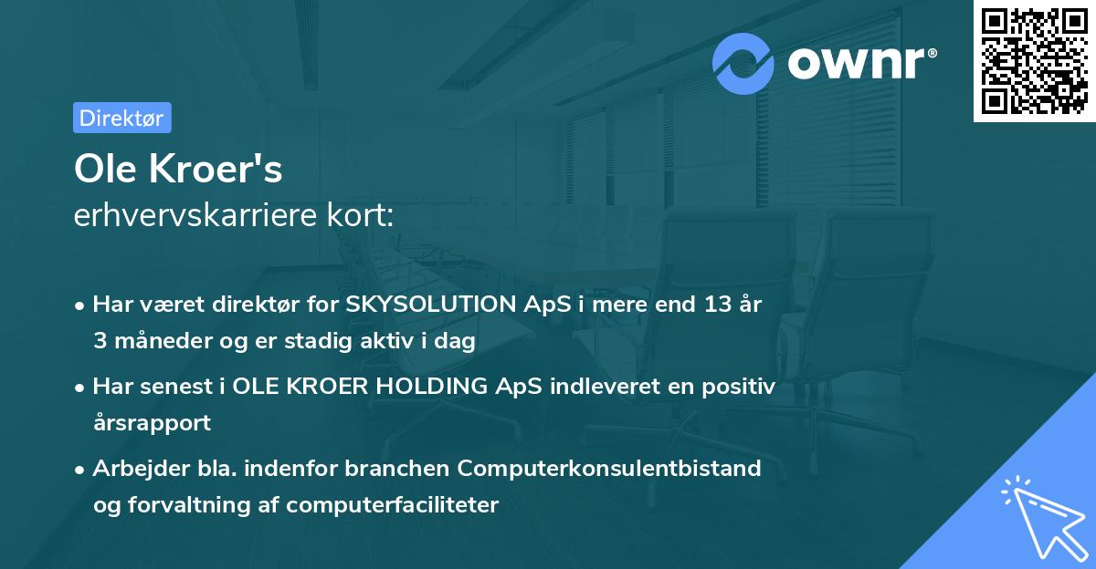 Ole Kroer's erhvervskarriere kort