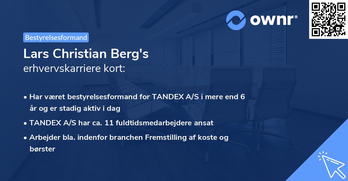 Lars Christian Berg's erhvervskarriere kort