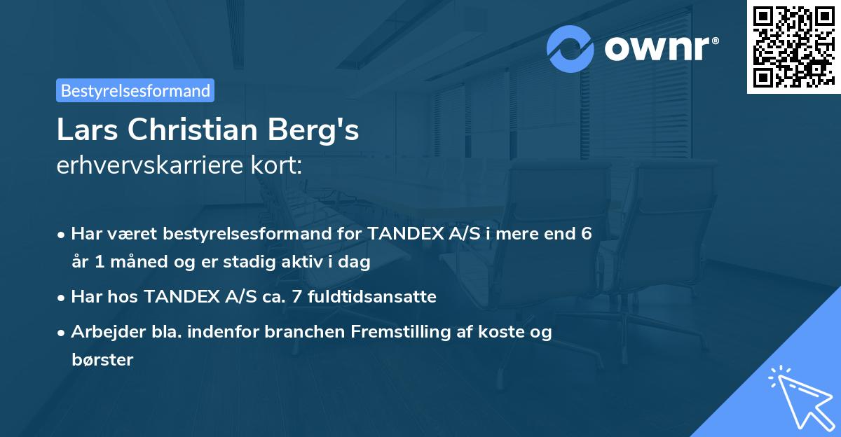 Lars Christian Berg's erhvervskarriere kort