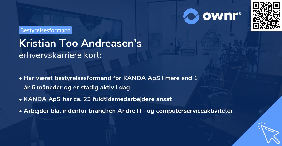 Kristian Too Andreasen's erhvervskarriere kort