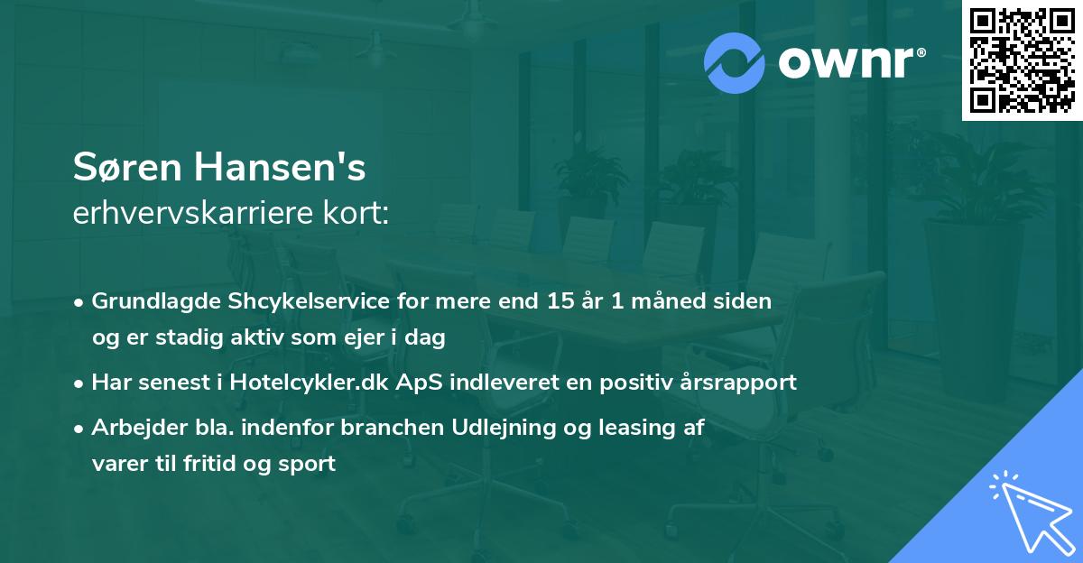 Søren Hansen's erhvervskarriere kort