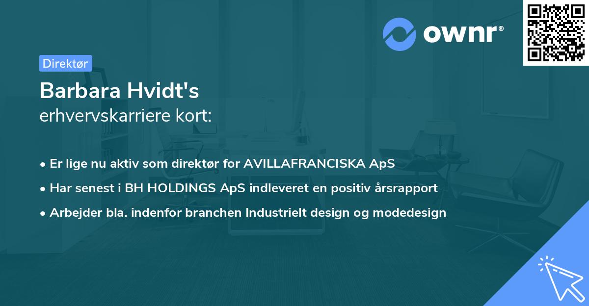 Barbara Hvidt's erhvervskarriere kort