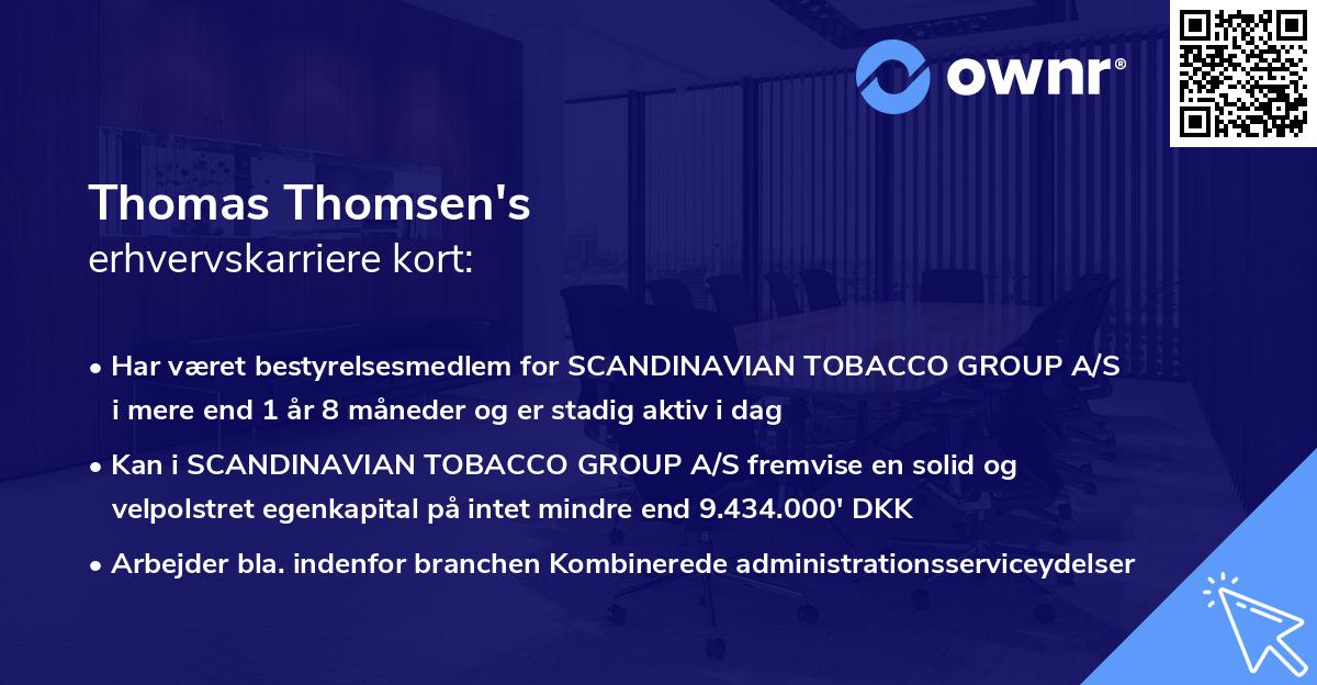 Thomas Thomsen's erhvervskarriere kort