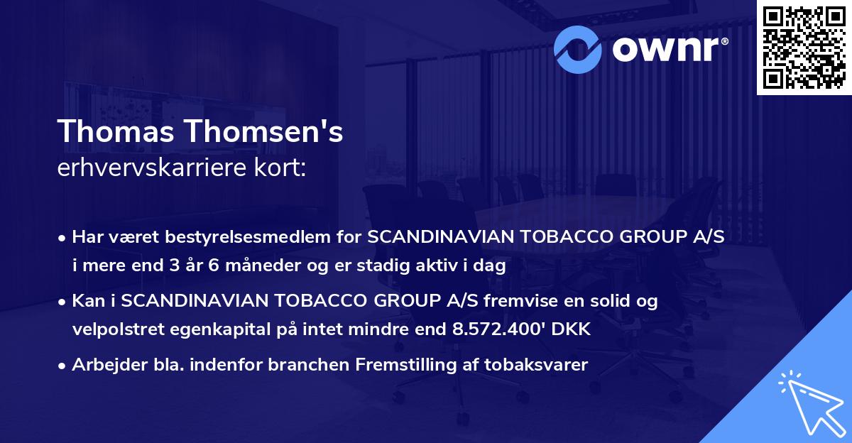 Thomas Thomsen's erhvervskarriere kort