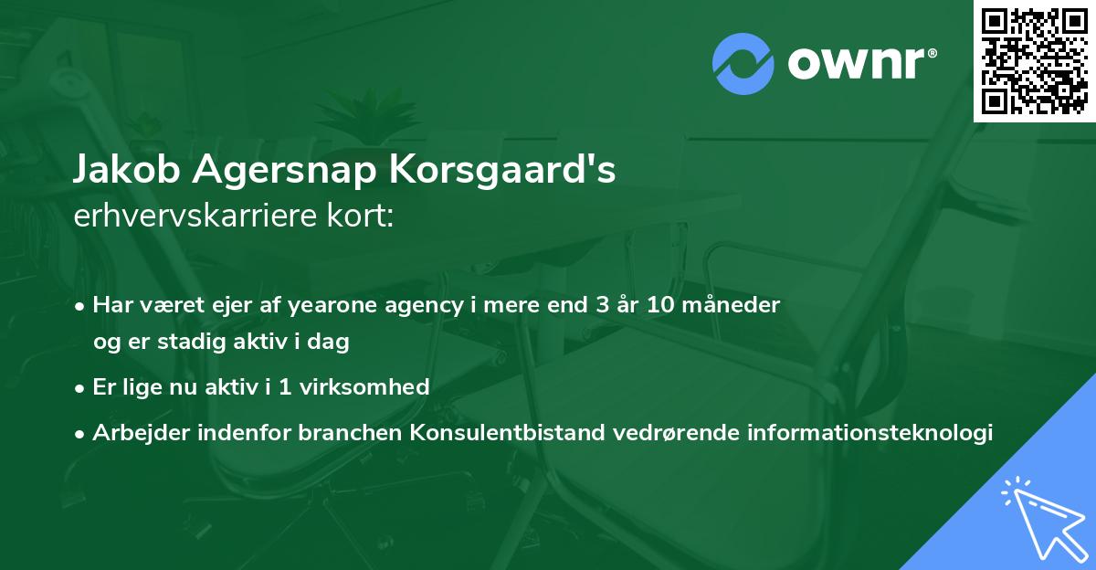 Jakob Agersnap Korsgaard's erhvervskarriere kort