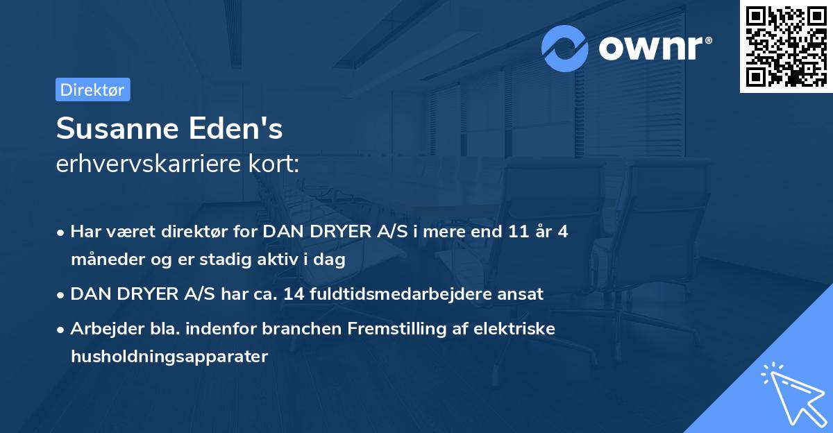 Susanne Eden's erhvervskarriere kort