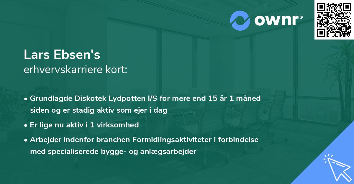 Lars Ebsen's erhvervskarriere kort