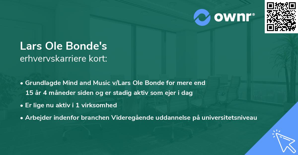 Lars Ole Bonde's erhvervskarriere kort