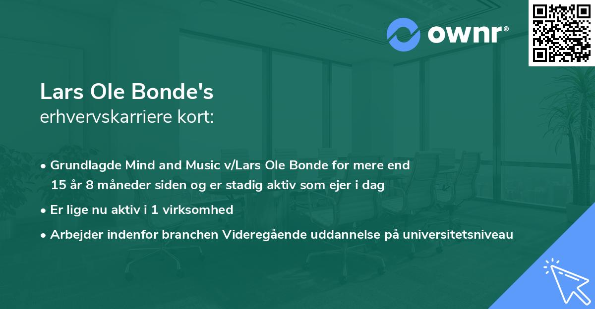 Lars Ole Bonde's erhvervskarriere kort