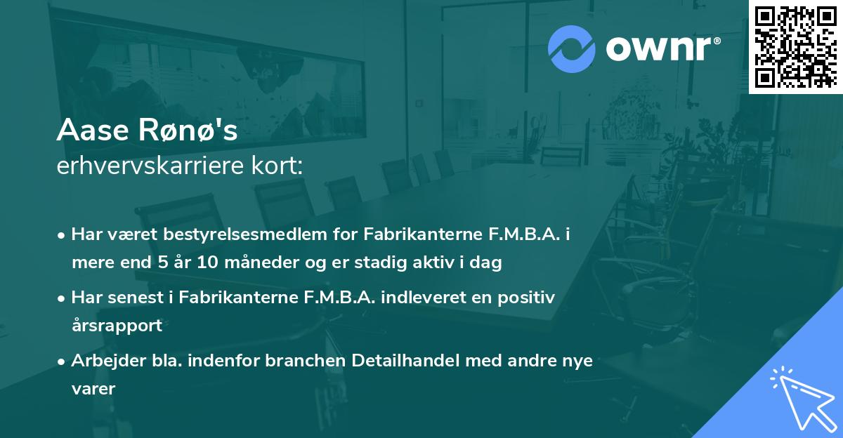 Aase Rønø's erhvervskarriere kort