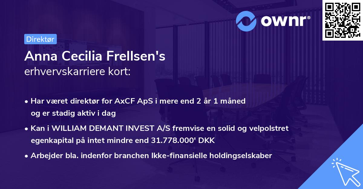 Anna Cecilia Frellsen's erhvervskarriere kort