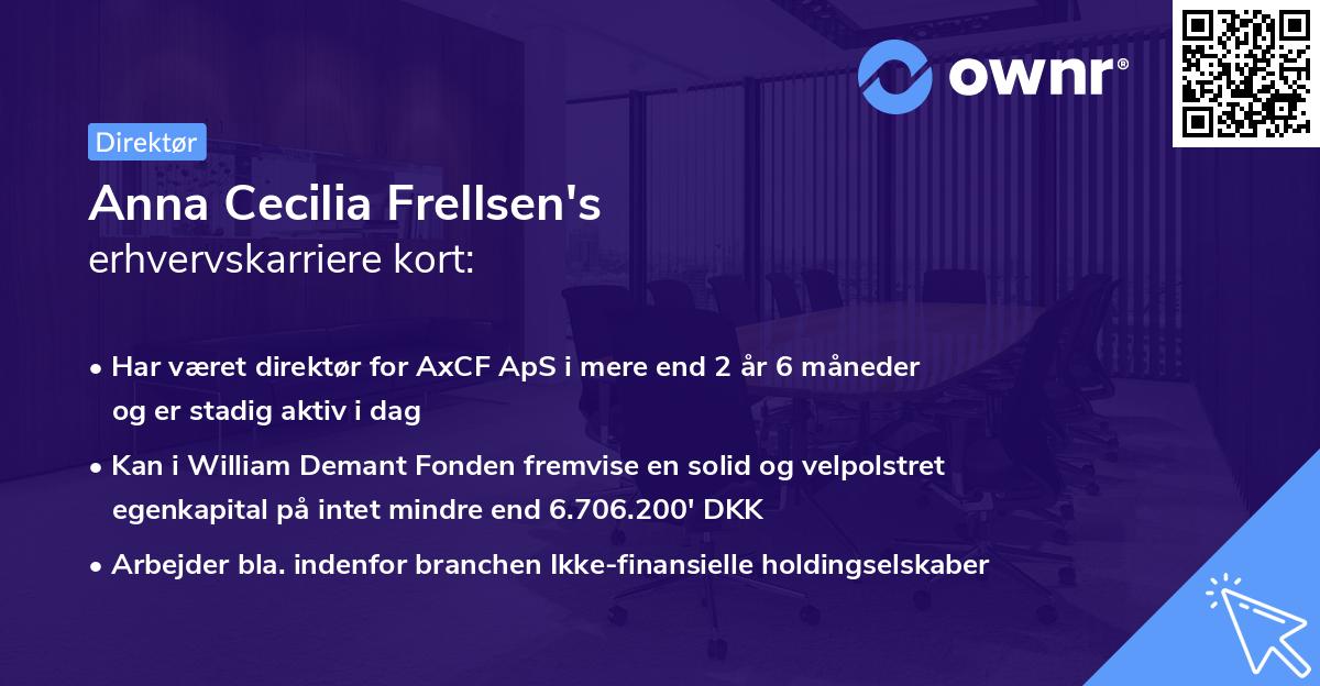 Anna Cecilia Frellsen's erhvervskarriere kort