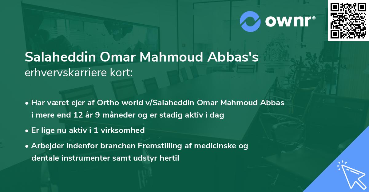 Salaheddin Omar Mahmoud Abbas's erhvervskarriere kort