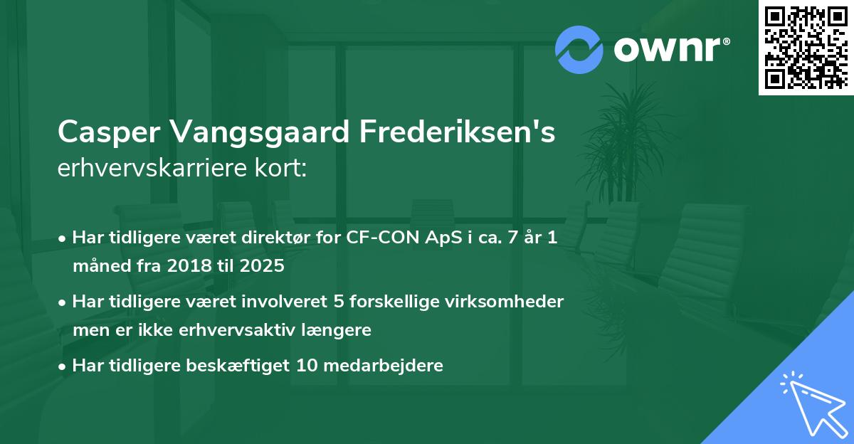 Casper Vangsgaard Frederiksen's erhvervskarriere kort