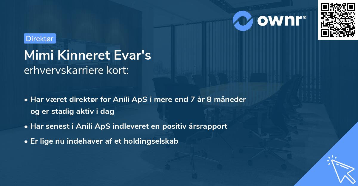 Mimi Kinneret Evar's erhvervskarriere kort