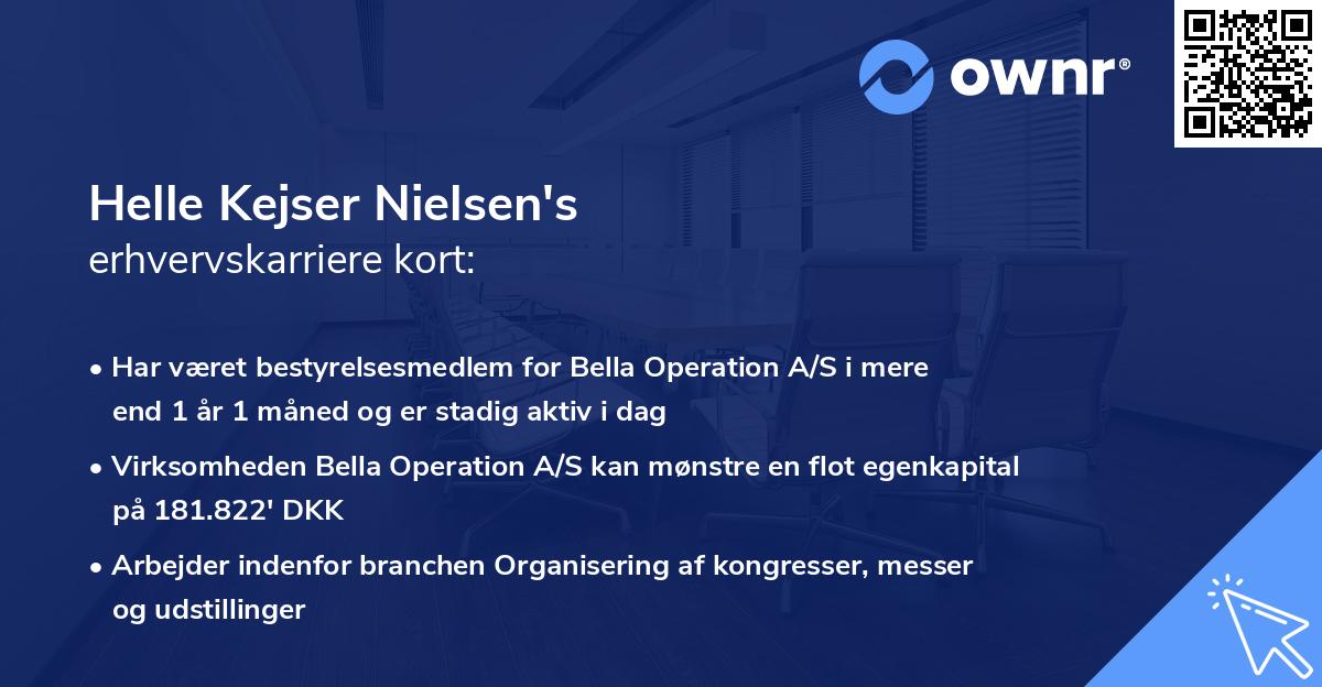 Helle Kejser Nielsen's erhvervskarriere kort