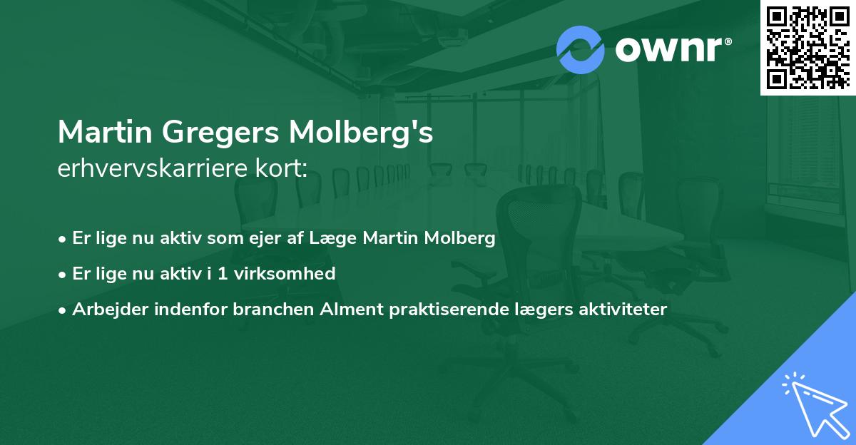 Martin Gregers Molberg's erhvervskarriere kort