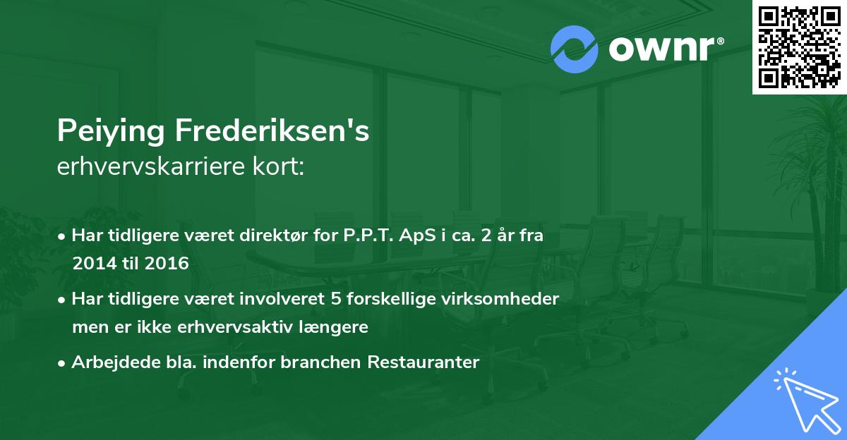 Peiying Frederiksen's erhvervskarriere kort