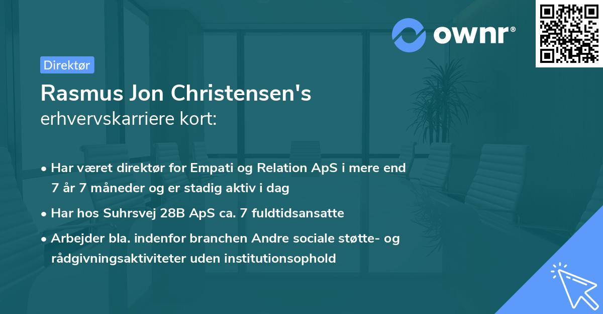 Rasmus Jon Christensen's erhvervskarriere kort