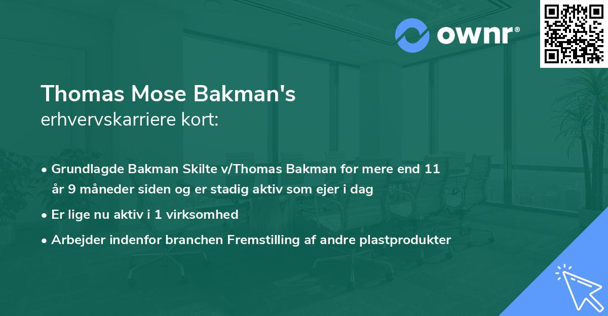 Thomas Mose Bakman's erhvervskarriere kort