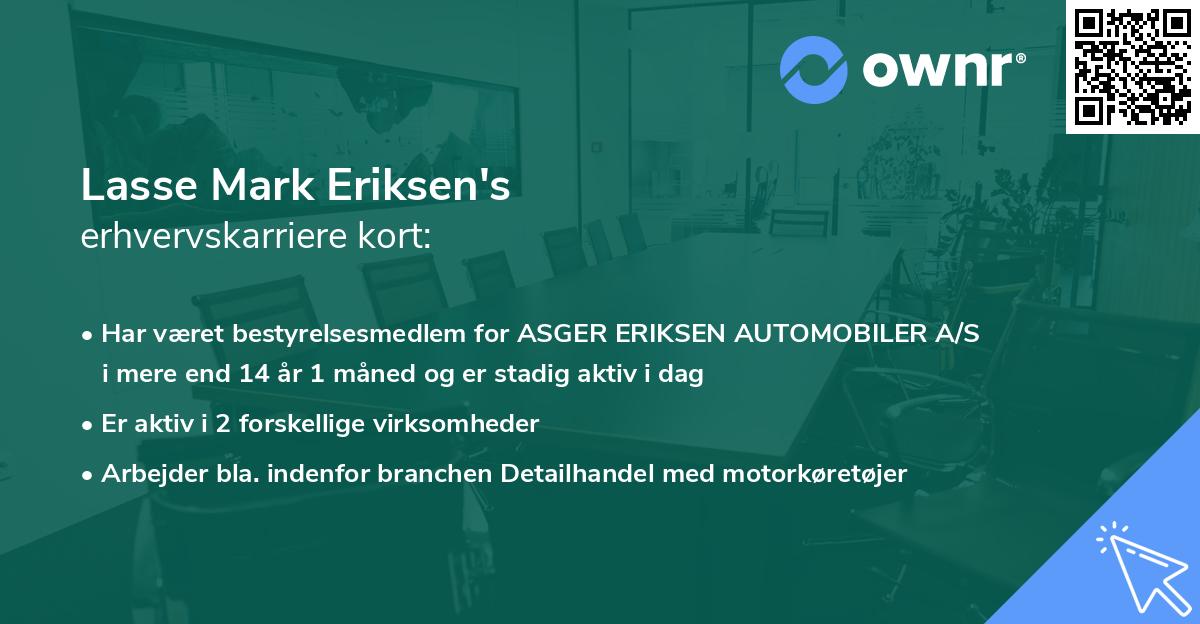 Lasse Mark Eriksen's erhvervskarriere kort