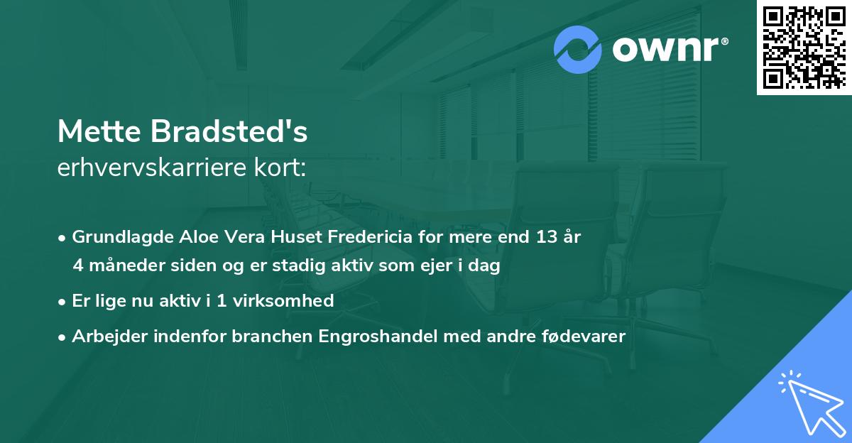 Mette Bradsted's erhvervskarriere kort