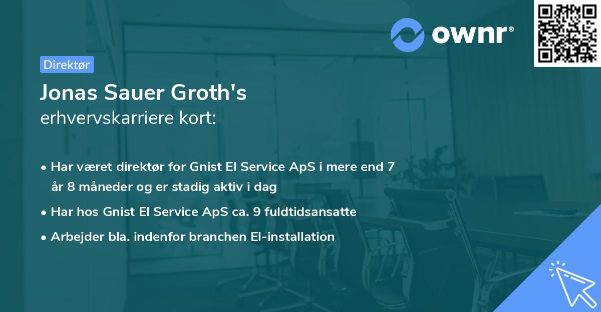 Jonas Sauer Groth's erhvervskarriere kort