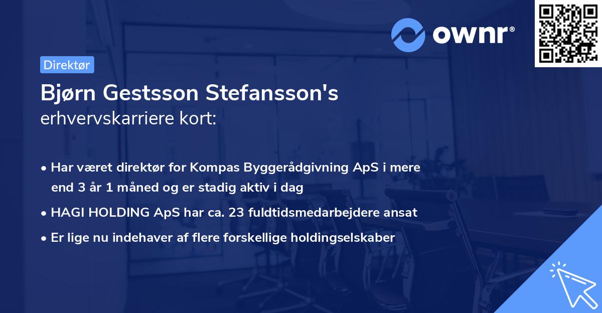 Bjørn Gestsson Stefansson's erhvervskarriere kort