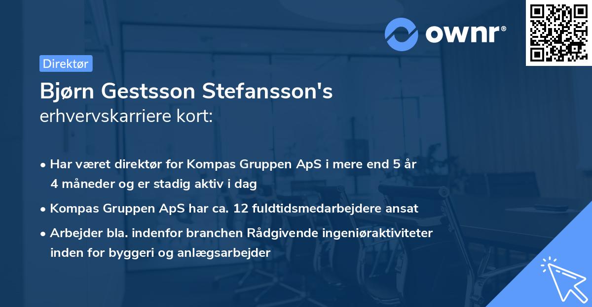 Bjørn Gestsson Stefansson's erhvervskarriere kort