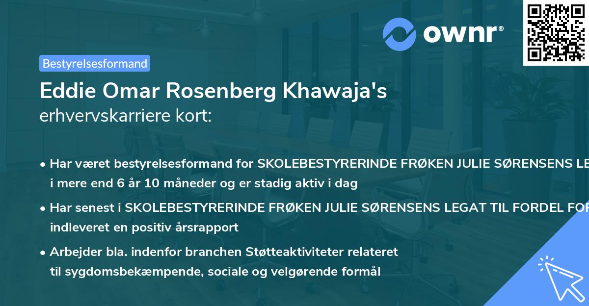 Eddie Omar Rosenberg Khawaja's erhvervskarriere kort