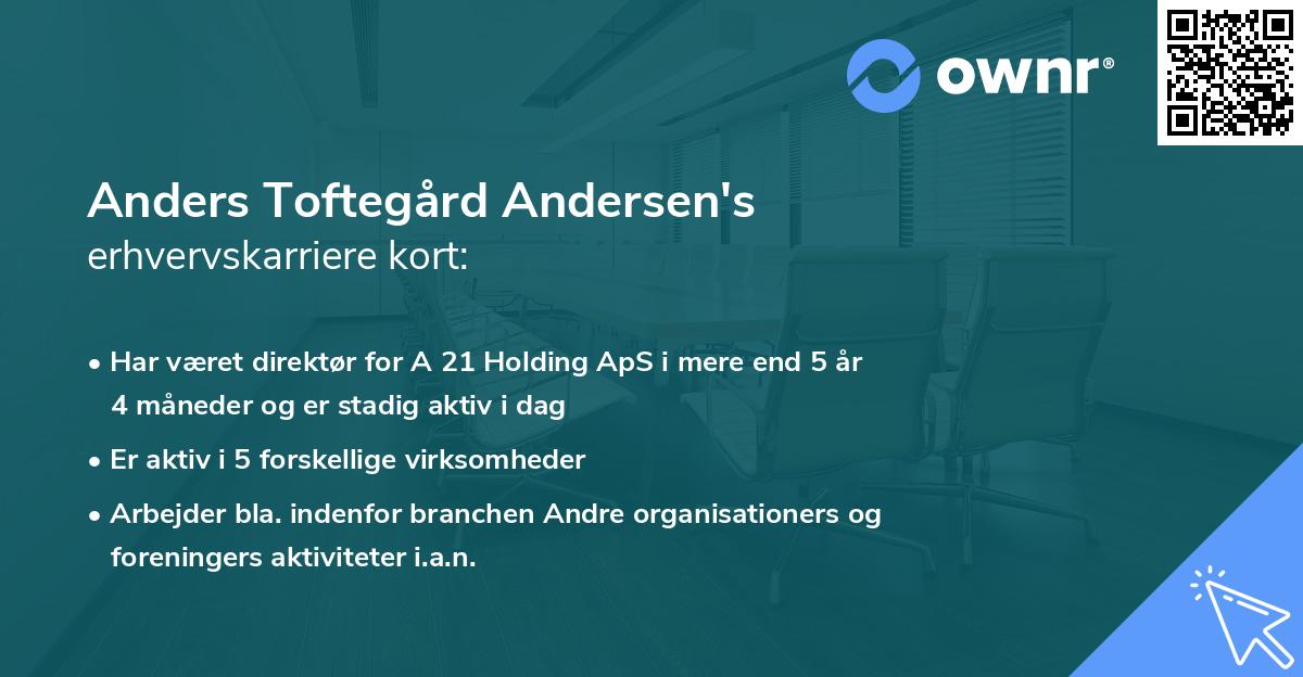 Anders Toftegård Andersen's erhvervskarriere kort