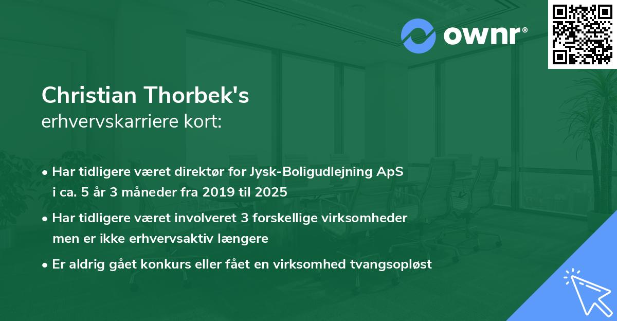 Christian Thorbek's erhvervskarriere kort