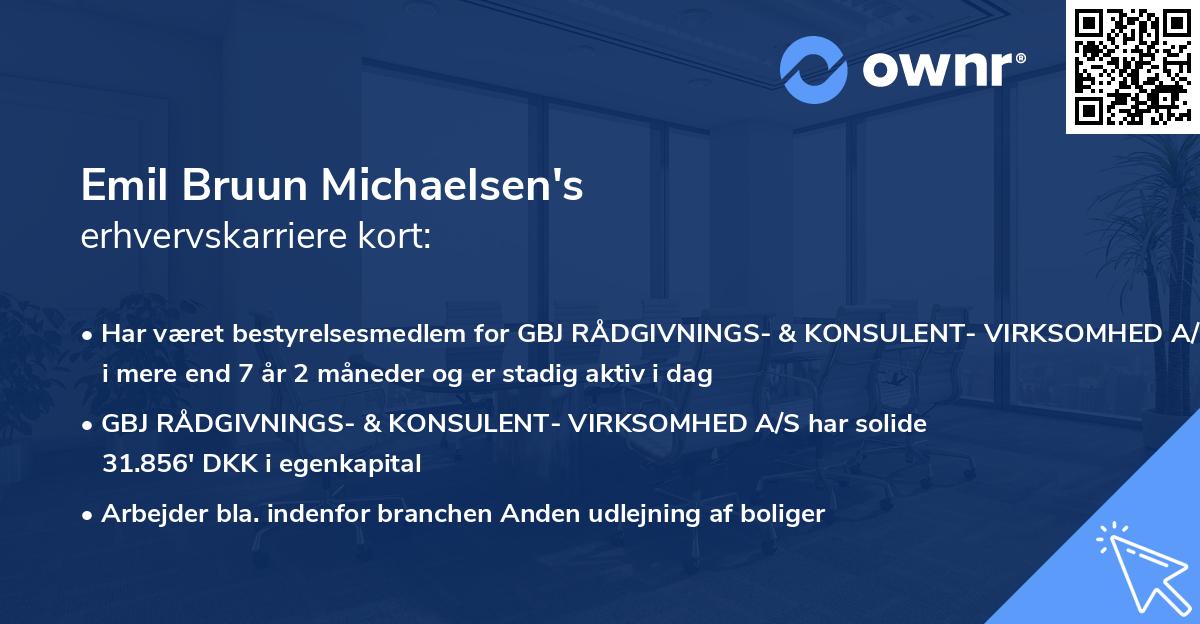 Emil Bruun Michaelsen's erhvervskarriere kort