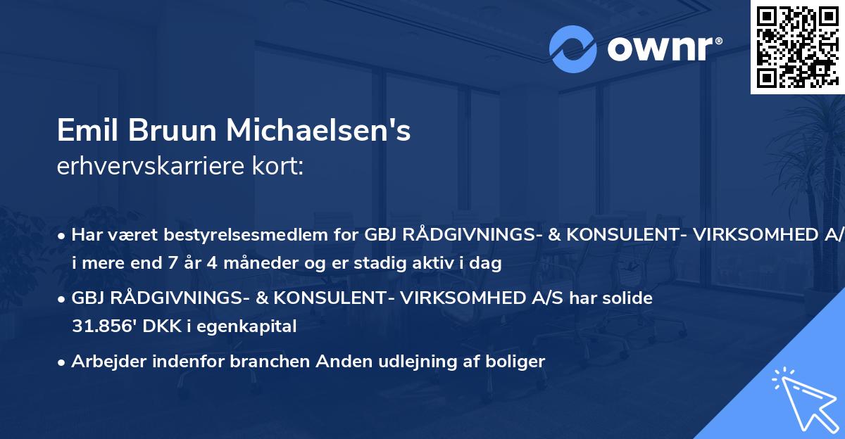 Emil Bruun Michaelsen's erhvervskarriere kort