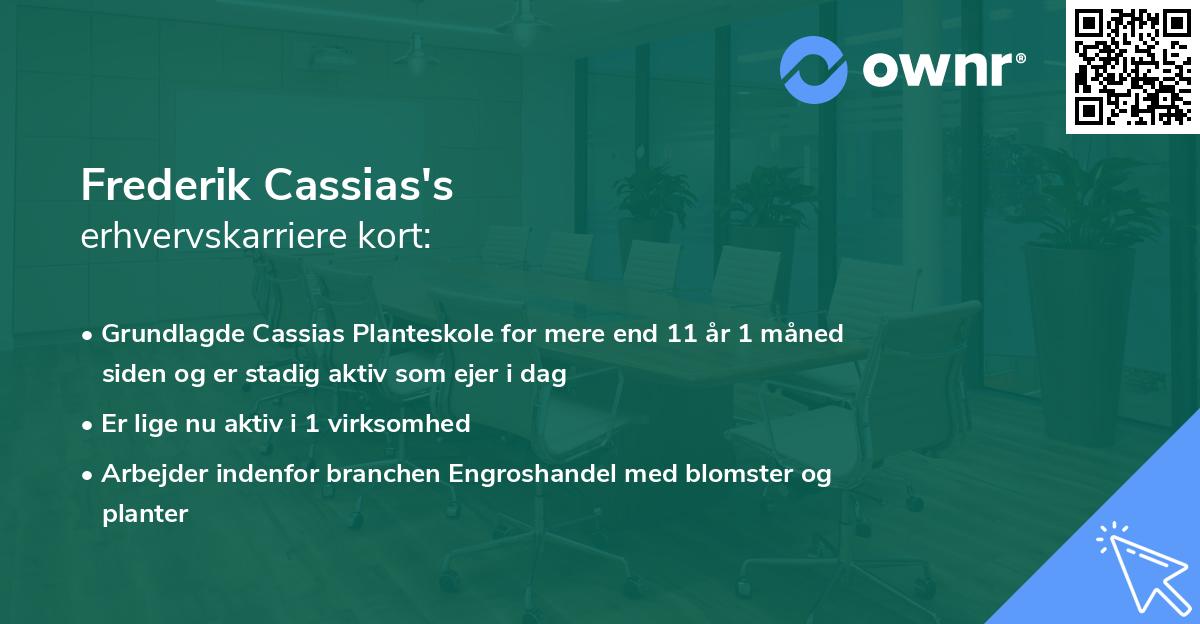 Frederik Cassias's erhvervskarriere kort