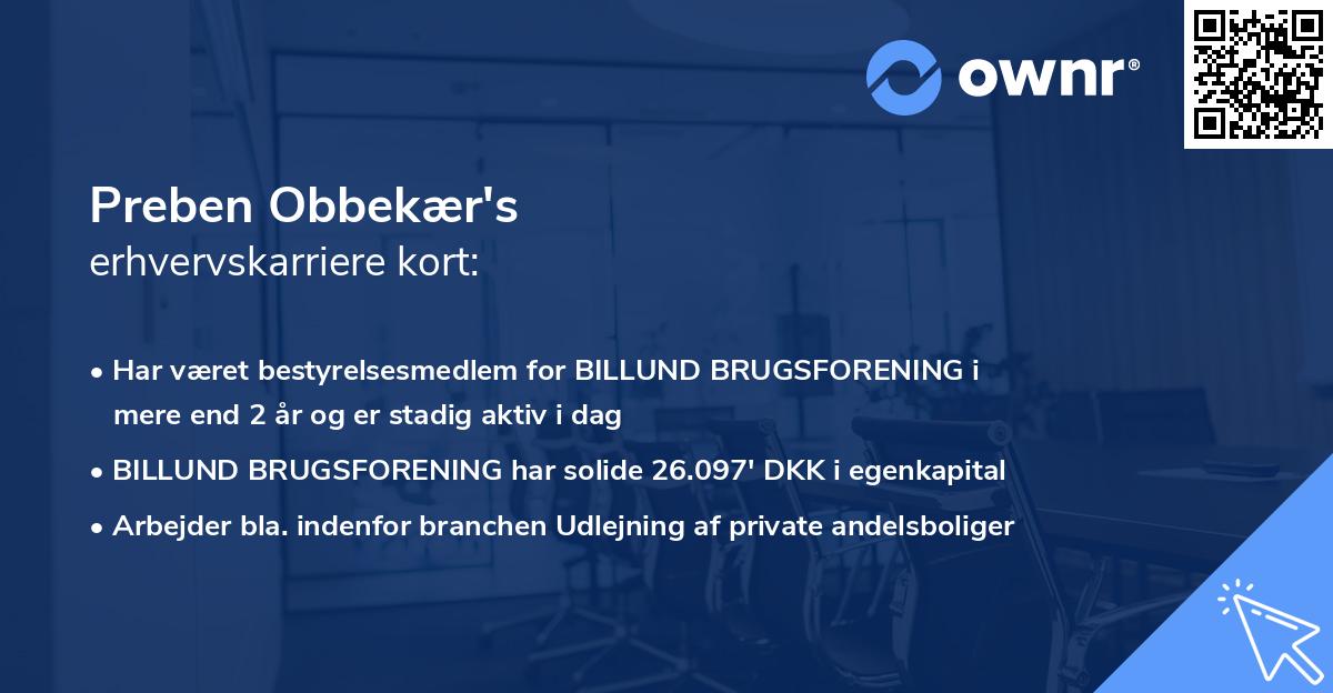 Preben Obbekær's erhvervskarriere kort