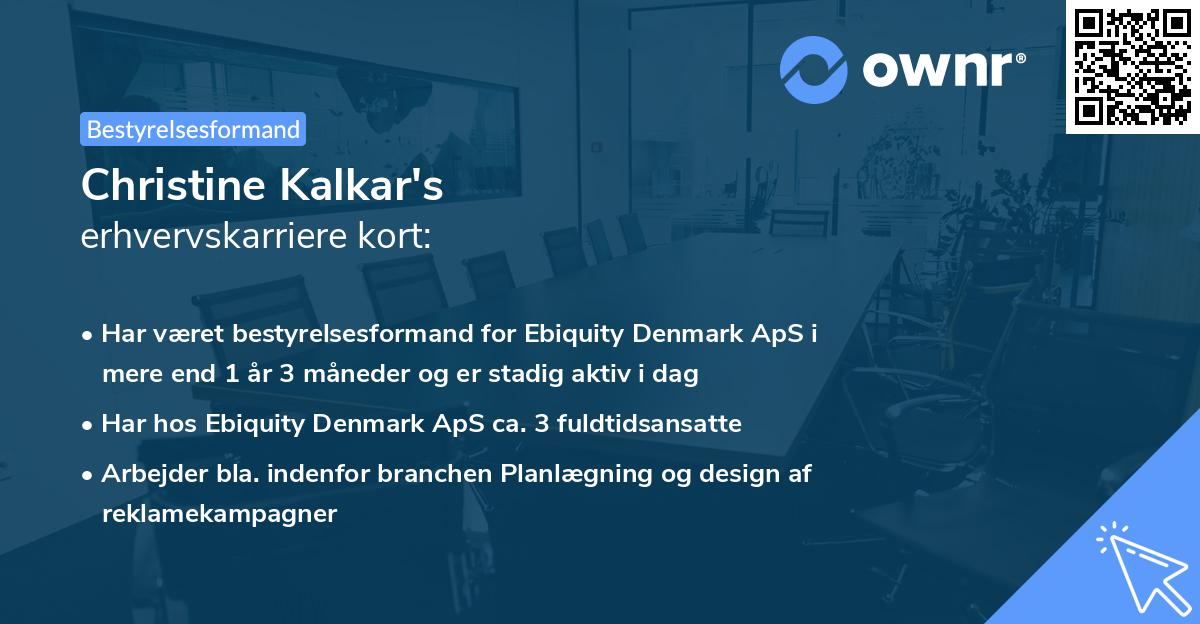 Christine Kalkar's erhvervskarriere kort